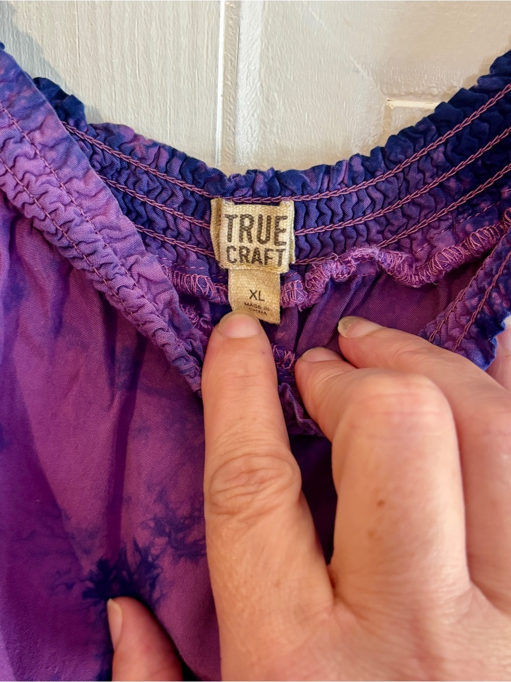 True Craft XL Purple Tie Dye Boho Ruffle Sleeve Peasant Blouse - Picture 6 of 10